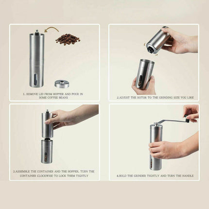 Hand Crank Pepper Conical Burr Grinder Coffee Beans Mill Muller Stainless Steel - Wnkrs