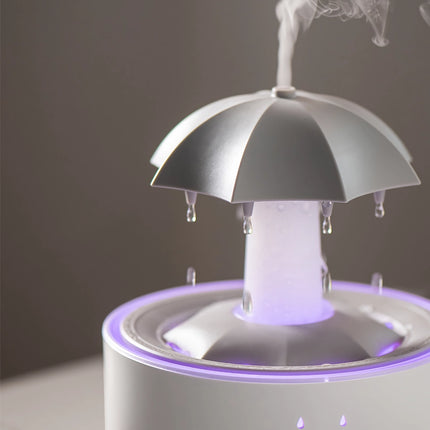 Humidificador de aromaterapia con forma de gota de lluvia giratoria creativa - Nube de niebla colorida