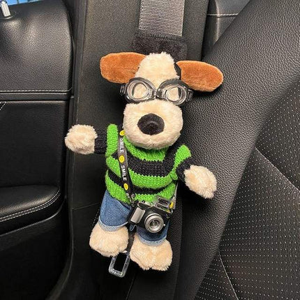 Cartoon Dog Plush Car Seat Belt Shoulder Protector - Wnkrs