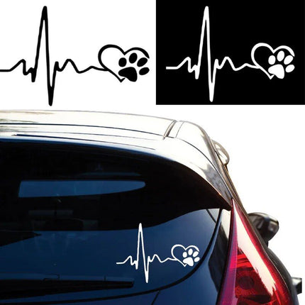 Cute ECG Heart & Paw Car Decal - Wnkrs