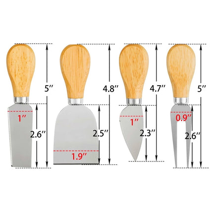 Ensemble de planche à fromage et de couteau en acier inoxydable avec manche en bambou