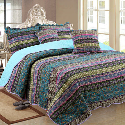 Three piece set of cotton and linen style cotton wash quilt - Wnkrs