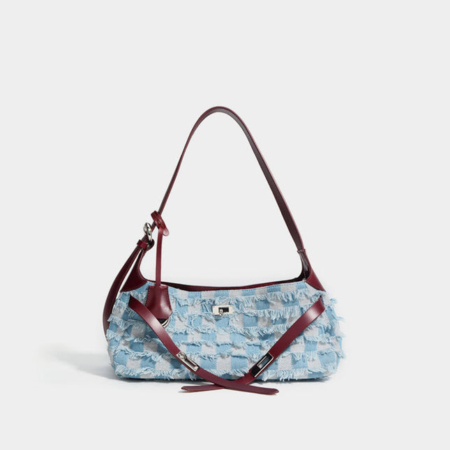 Sac à bandoulière luxueux en denim et cuir