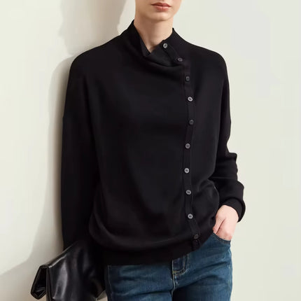 Pull ample asymétrique à manches tombantes pour l'automne