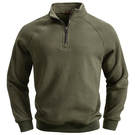 European And American Half Zipper Sweater Stand-up Collar All-match Fleece Men's Sweater Top