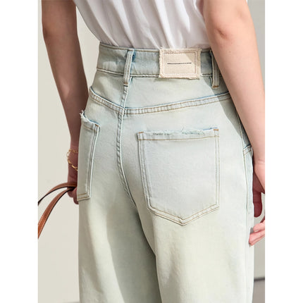 Pantalon en jean droit vintage tendance pour femme