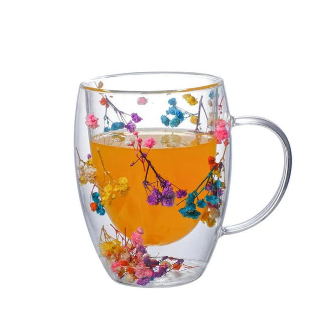 Double Wall Glass Tea Mug with Handle