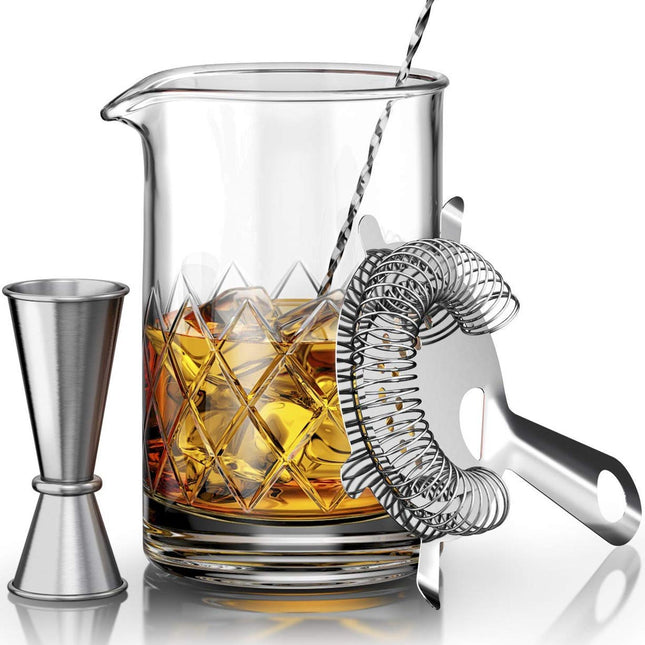 Ice Strainer Crystal Glass Stainless Steel Cocktail Shaker Cocktail Set - Wnkrs