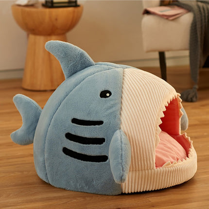 Lit pour chat confortable en forme de requin de dessin animé