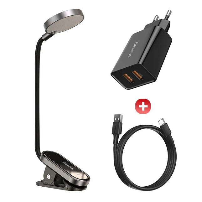 Dimmable LED Clip Desk Lamp: Portable USB Rechargeable Reading & Night Light
