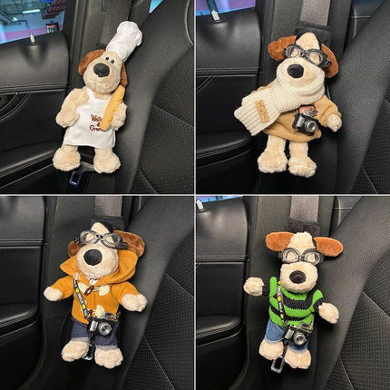 Cartoon Dog Plush Car Seat Belt Shoulder Protector - Wnkrs