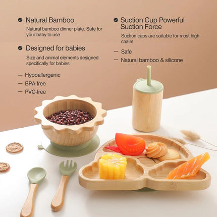 Eco-Friendly Bamboo Baby Feeding Set with Non-Slip Silicone Suction Cups - Wnkrs