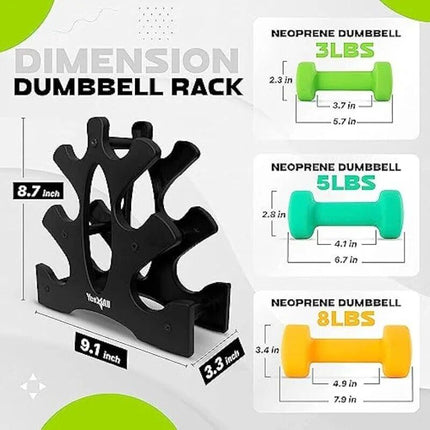 Colorful Neoprene Coated Dumbbell Set with Rack - Wnkrs