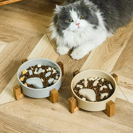 Gamelle d'alimentation lente en céramique de style japonais pour animaux de compagnie