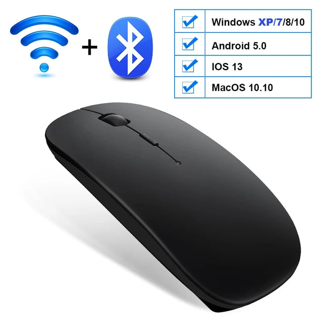 Wireless & Bluetooth Dual Mode Silent Mouse with Adjustable DPI & Rechargeable Battery