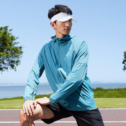 Chaqueta de running de verano con capucha y protección UV transpirable