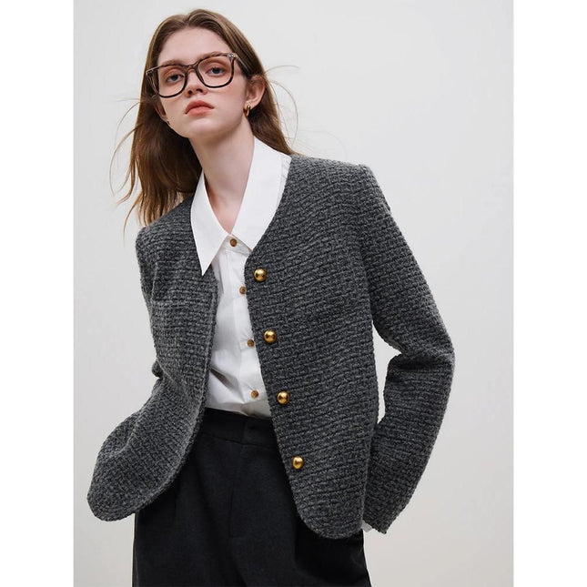 Veste d'hiver élégante en tweed de laine pour femme