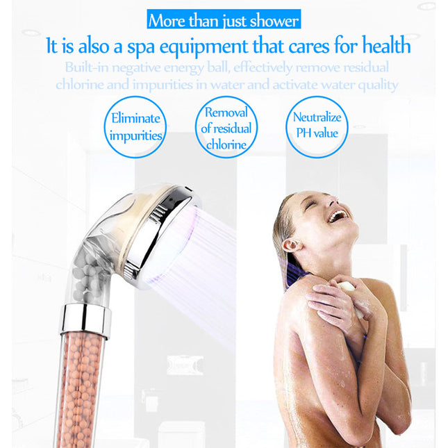 Color Changing LED Shower Head Temperature Sensor Handheld Mineral Anion Spa High Pressure Filter Shower Head - Wnkrs