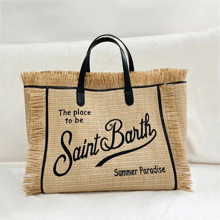 Sac cabas en paille brodé Beach Chic