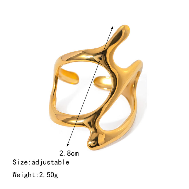 Bague chic en acier inoxydable à géométrie irrégulière