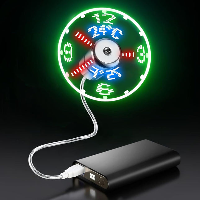 Miniventilador USB con reloj LED y pantalla en tiempo real