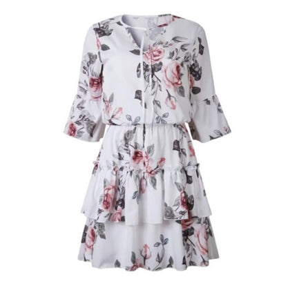 Women's Ruffle Chiffon Lantern Sleeved Dress - Wnkrs