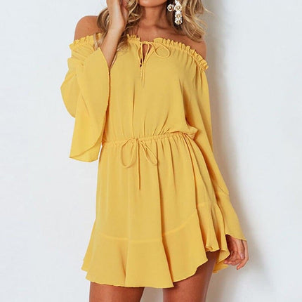 Women's Ruffle Chiffon Lantern Sleeved Dress - Wnkrs