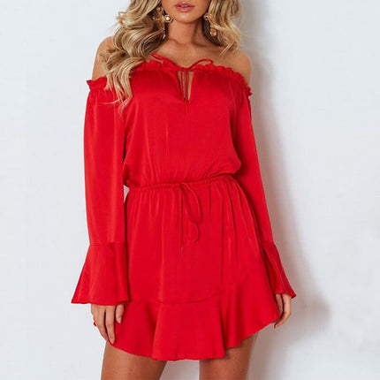 Women's Ruffle Chiffon Lantern Sleeved Dress - Wnkrs