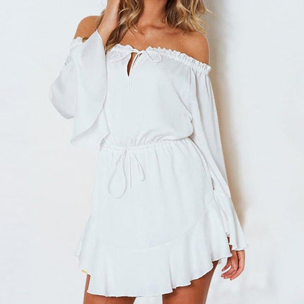 Women's Ruffle Chiffon Lantern Sleeved Dress - Wnkrs