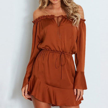 Women's Ruffle Chiffon Lantern Sleeved Dress - Wnkrs