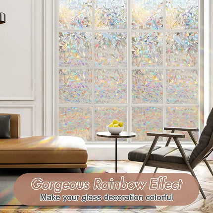 Window Privacy Film Rainbow Static Cling Stained Glass Film