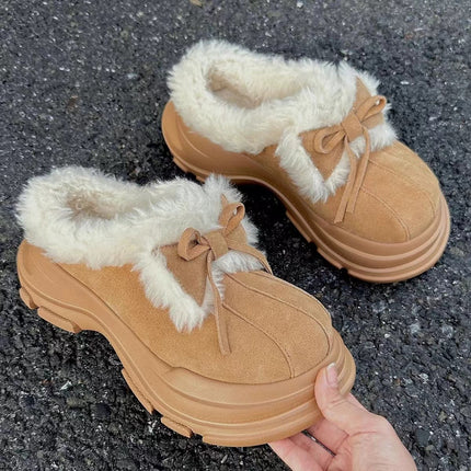 Botas de nieve con plataforma integrada de piel para mujer