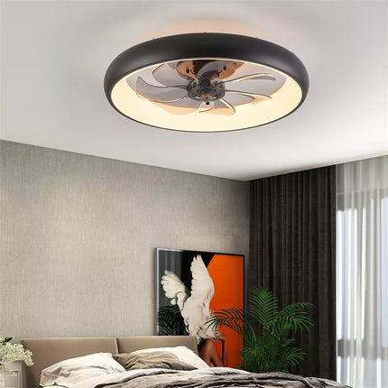 Modern Black LED Ceiling Fan with Dimmable Chandelier - Wnkrs