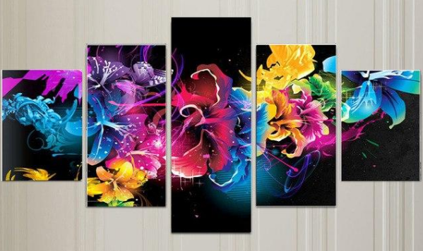 Diamond Painting Multi-Picture Neon Flowers - Wnkrs