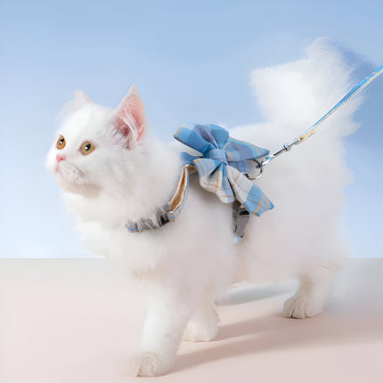 Cute Pet Harness with Bowknot and Traction Rope