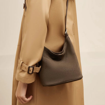 Sac à main en cuir PU pour femme – Sac à main seau en daim pour l'hiver, style décontracté