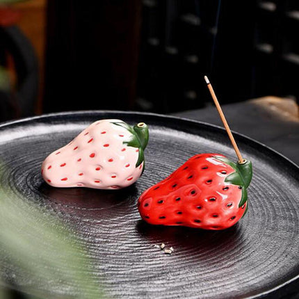 Porta incienso de porcelana con forma de fresa