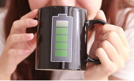 Battery display thermal temperature cup temperature sensitive color cup ceramic coffee mug - Wnkrs