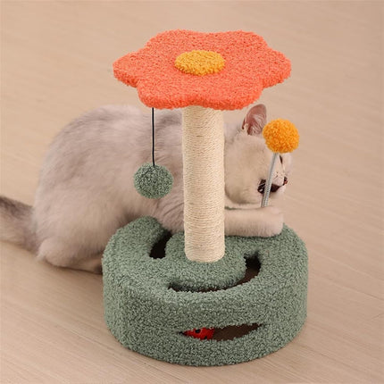 Cadre d'escalade compact pour chat avec griffoir en sisal et jouets interactifs