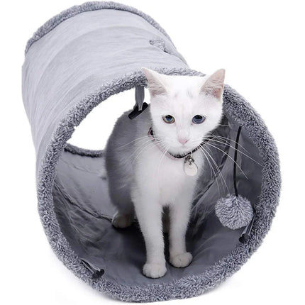 Túnel plegable para gatos con gamuza arrugada y orificio para mirar: escondite portátil para gatos