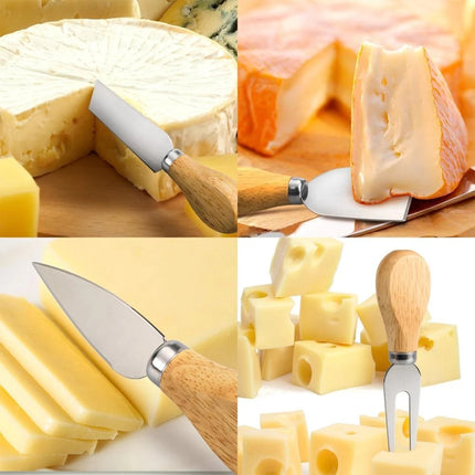 Ensemble de planche à fromage et de couteau en acier inoxydable avec manche en bambou