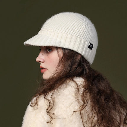 Gorro de punto cálido con visera y pico de pato: gorro resistente al viento para esquí y equitación