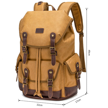 Large Capacity Waterproof Outdoor Canvas Vintage Backpack