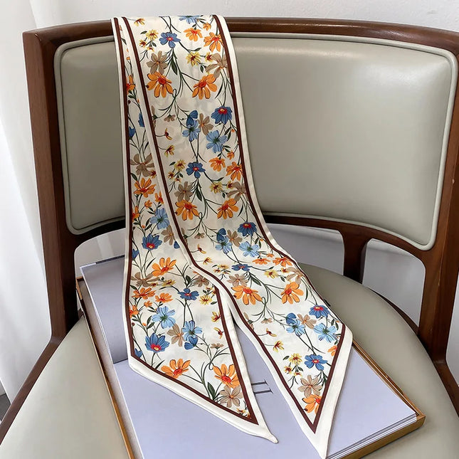 Écharpe longue en polyester à imprimé floral - Accessoire polyvalent et élégant pour chaque saison