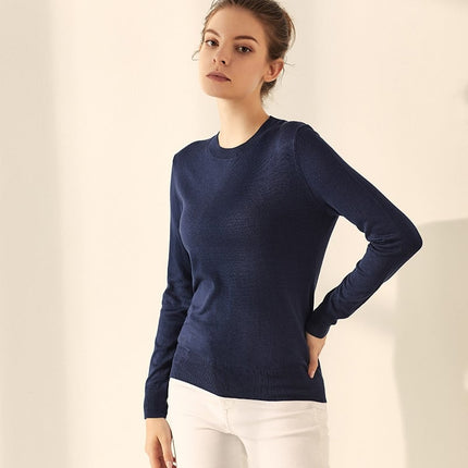 Women's Silk and Cashmere Basic Sweater - Wnkrs