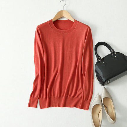 Women's Silk and Cashmere Basic Sweater - Wnkrs