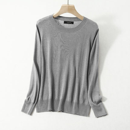 Women's Silk and Cashmere Basic Sweater - Wnkrs