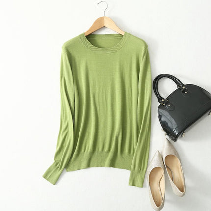 Women's Silk and Cashmere Basic Sweater - Wnkrs