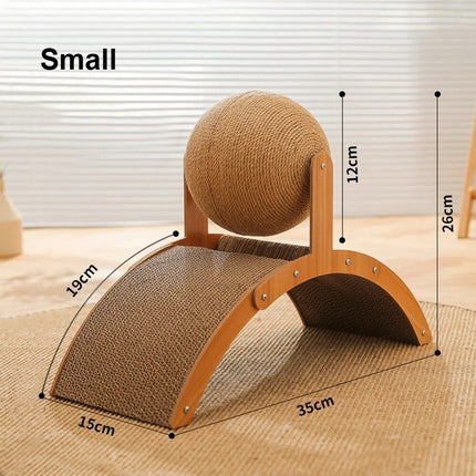 Deluxe Wooden Cat Scratcher with Sisal Ball - Wnkrs