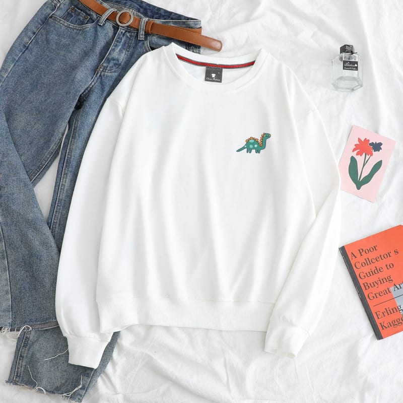 Basic Pullover with Dinosaur Print